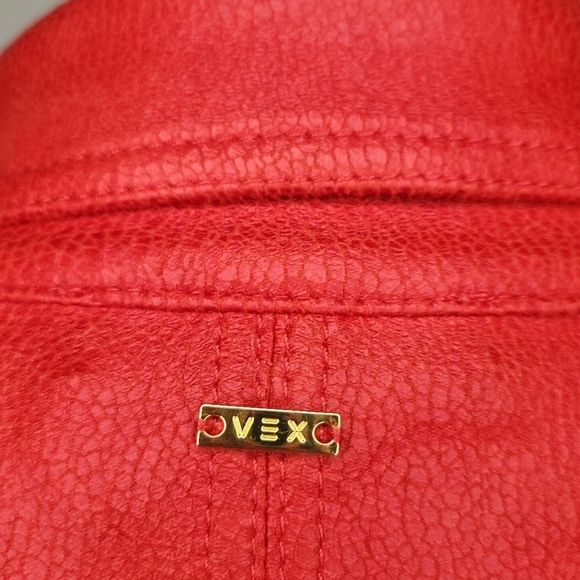 Red faux Suede Plus Size Jacket - Picture 9 of 14